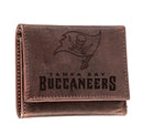 Tampa Bay Buccaneers, Tri-Fold Wallet, Brown, CH, 100% Genuine Leather