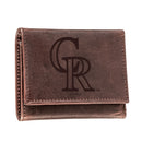 Colorado Rockies Tri-Fold Wallet Brown 100% Genuine Leather