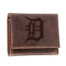 Detroit Tigers Tri-Fold Wallet Brown 100% Genuine Leather
