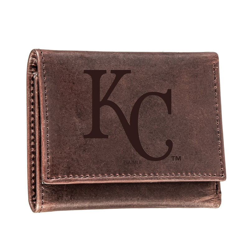 Kansas City Royals Tri-Fold Wallet Brown 100% Genuine Leather