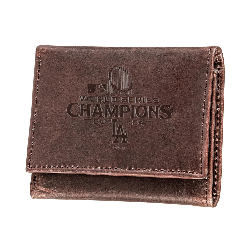 Los Angeles Dodgers Tri-Fold Wallet, Brown, World Series Champions 2024