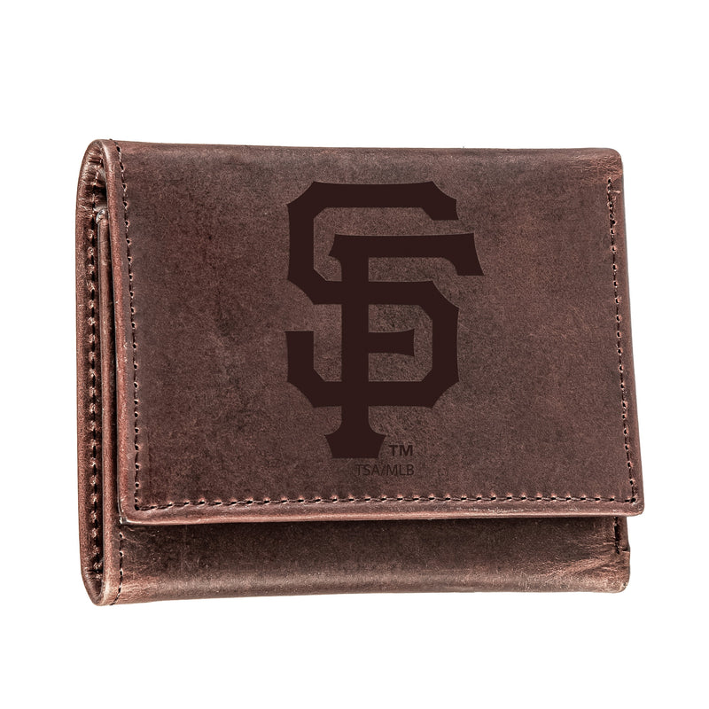 San Francisco Giants Tri-Fold Wallet Brown 100% Genuine Leather