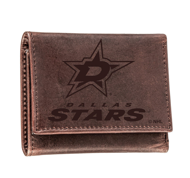 Dallas Stars, Tri-Fold Wallet, Brown, CH, 100% Genuine Leather