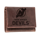 New Jersey Devils, Tri-Fold Wallet, Brown, CH, 100% Genuine Leather