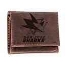 San Jose Sharks, Tri-Fold Wallet, Brown, CH, 100% Genuine Leather