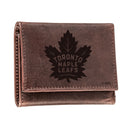 Toronto Maple Leafs, Tri-Fold Wallet, Brown, CH, 100% Genuine Leather