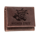 Wichita State University, Tri-Fold Wallet, Brown, CH, 100% Genuine Leather