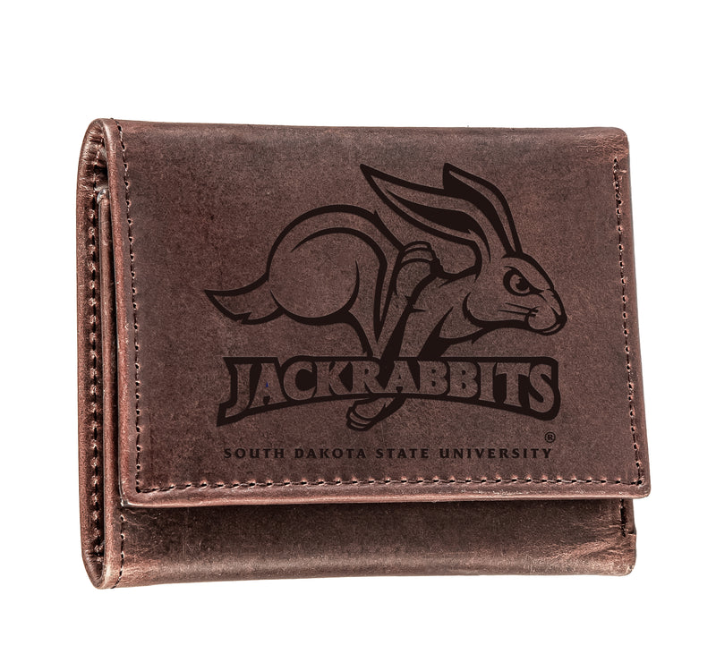 South Dakota State University, Tri-Fold Wallet, Brown, CH, 100% Genuine Leather