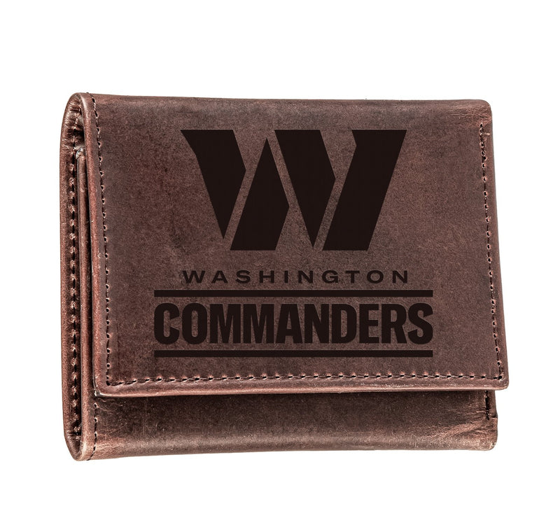 Washington Commanders, Tri-Fold Wallet, Brown, CH, 100% Genuine Leather