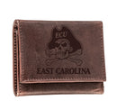 East Carolina University, Tri-Fold Wallet, Brown, CH, 100% Genuine Leather
