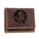 Florida State University, Tri-Fold Wallet, Brown, CH, 100% Genuine Leather