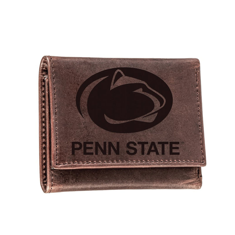 Penn State, Tri-Fold Wallet, Brown, CH, 100% Genuine Leather