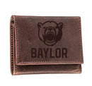 Baylor University, Tri-Fold Wallet, Brown, CH, 100% Genuine Leather