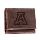 University of Arizona, Tri-Fold Wallet, Brown, CH, 100% Genuine Leather