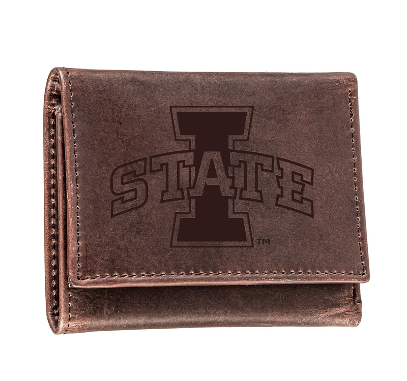 Iowa State University, Tri-Fold Wallet, Brown, CH, 100% Genuine Leather