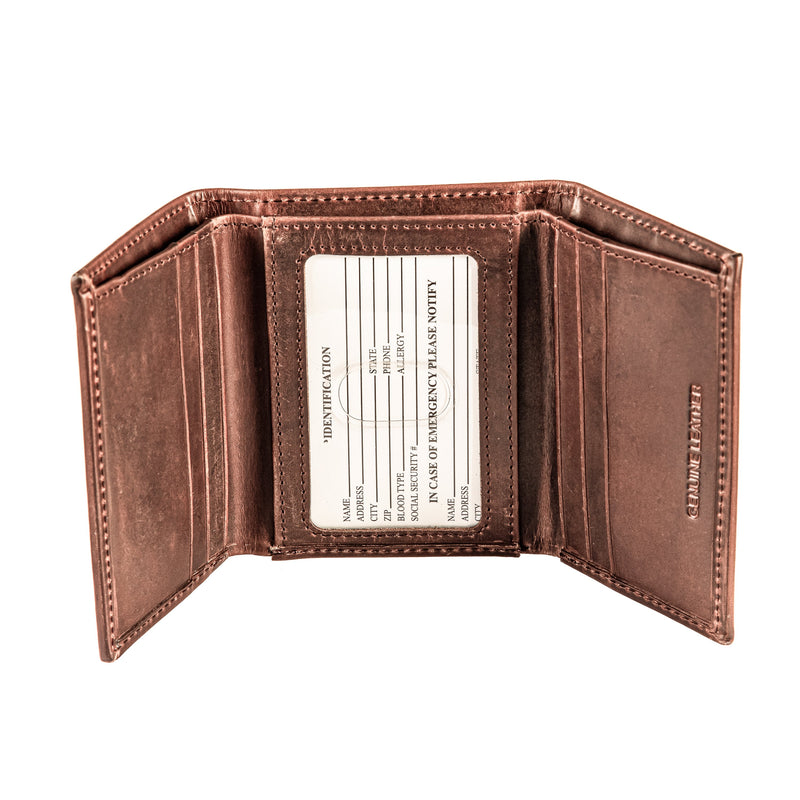 Evergreen Gifts,Michigan State, Tri-Fold Wallet, Brown, CH, 100% Genuine Leather,4.25x3.13x0.75 Inches