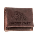 Fresno State Brown Tri-Fold Wallet, 100% Genuine Leather