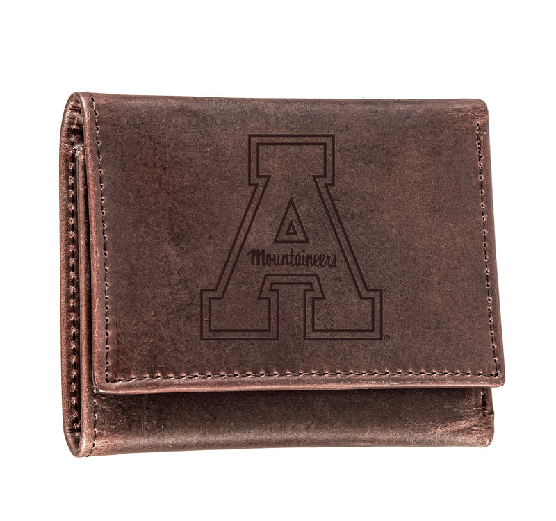 Appalachian State University, Tri-Fold Wallet, Brown, CH, 100% Genuine Leather