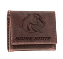 Boise State University, Tri-Fold Wallet, Brown, CH, 100% Genuine Leather