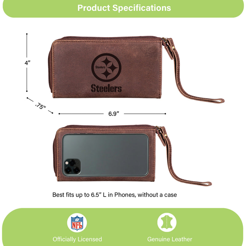 Wristlet Wallet, Brown, Pittsburgh Steelers