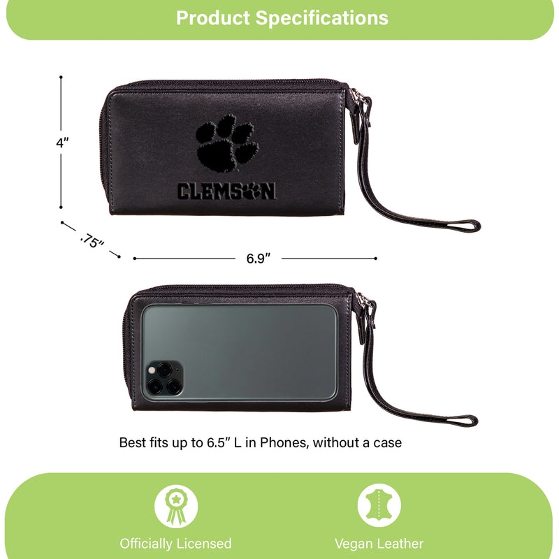 Wristlet Wallet, Black, Clemson University