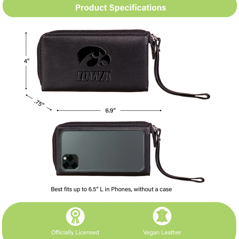 Wristlet Wallet, Black, University of Iowa