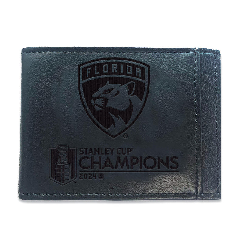 Florida Panthers Front Pocket Wallet with RFID Blocking, Black, Stanley Cup 2024 Champions