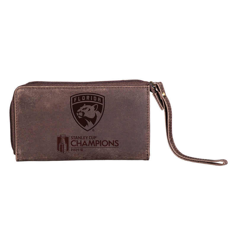 Florida Panthers Wristlet Wallet, Brown, Stanley Cup 2024 Champions