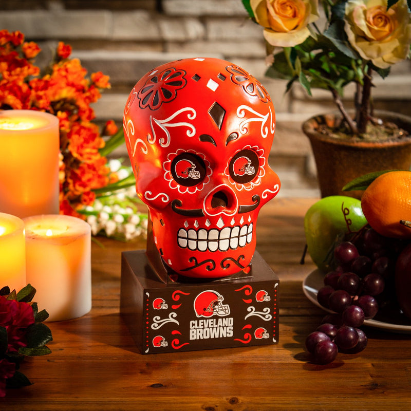 Cleveland Browns, Sugar Skull Statue, Orange,843807skb