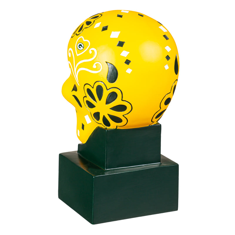 Green Bay Packers, Sugar Skull Statue, Yellow,843811skb