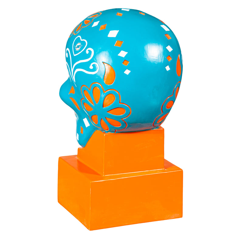 Miami Dolphins, Sugar Skull Statue, Teal,843816skb