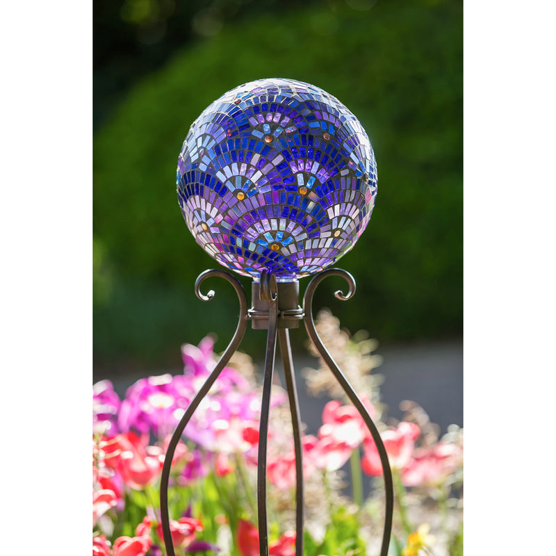 Evergreen Gazing Ball,10" Gazing Ball, Mosaic Blooming, Purple,9.84x11.61x9.84 Inches