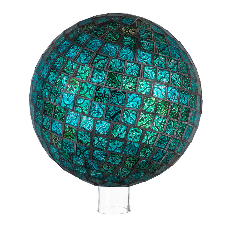 10" Mosaic Glass Gazing Ball, Turquoise Mosaic,84g2483