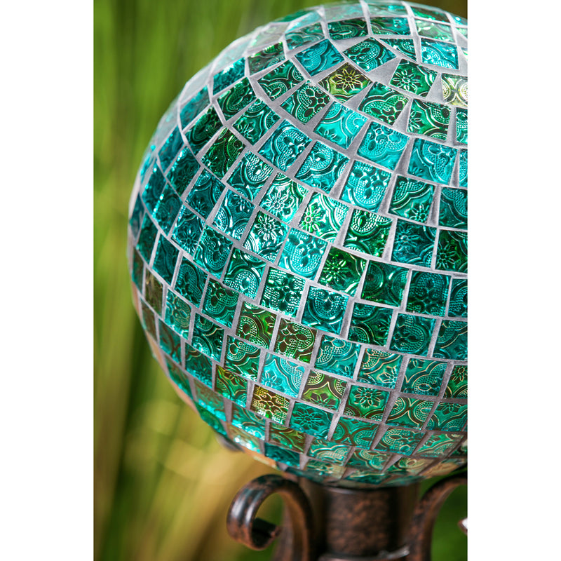 10" Mosaic Glass Gazing Ball, Turquoise Mosaic,84g2483