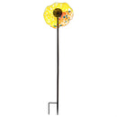 8"D 33"H Art Glass Flower Garden Stake, Yellow