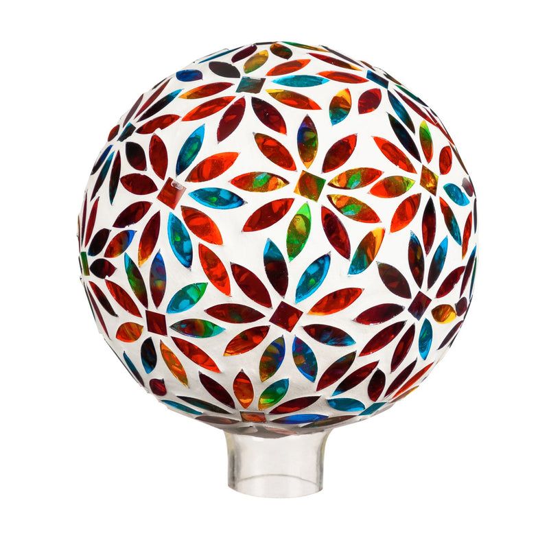 8" Mosaic Glass Gazing Ball, Bright Flowers,84g3377