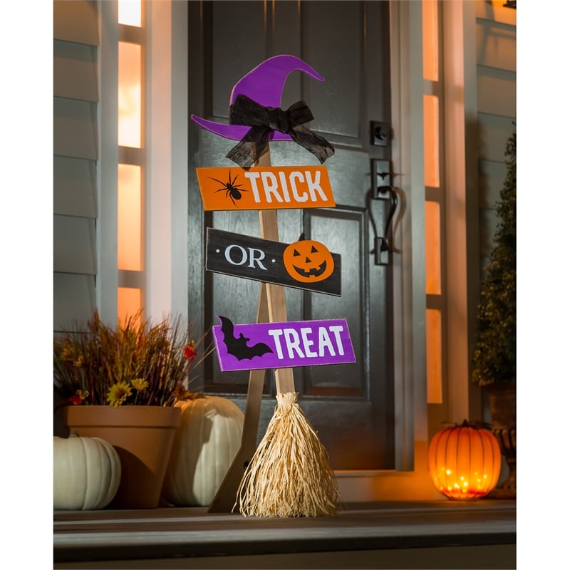 47"H Halloween Witch's Broom  Shaped Porch Leaner,84g3491