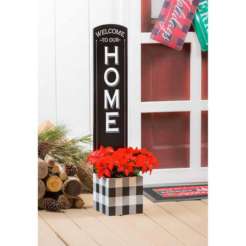 Evergreen Garden Accents,39.5"H Welcome Porch Décor with Built in Planter,7.87x8.46x39.56 Inches