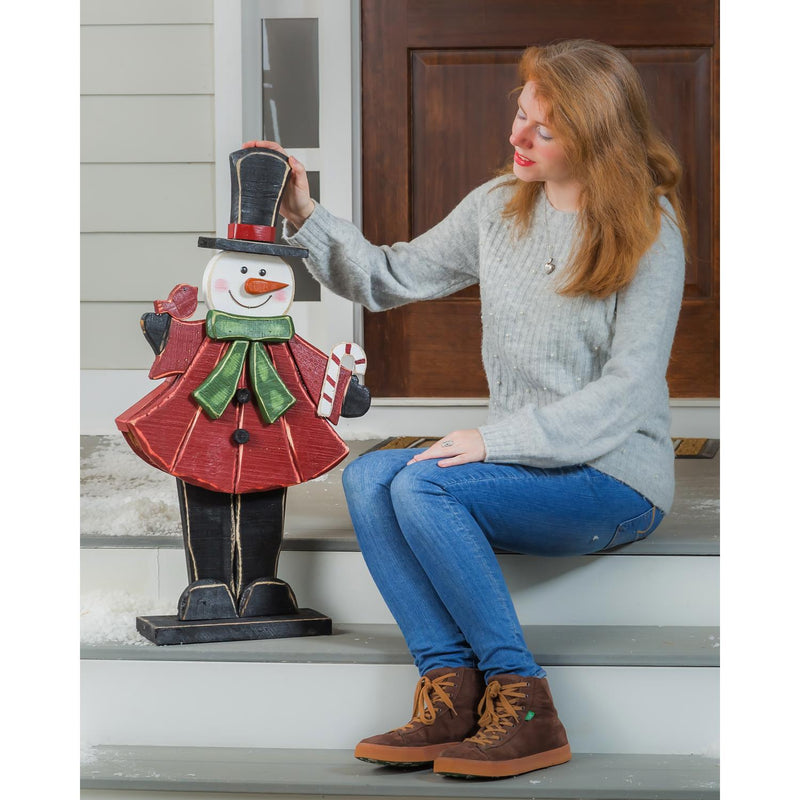 31.5"H Wooden Snowman Garden Sign