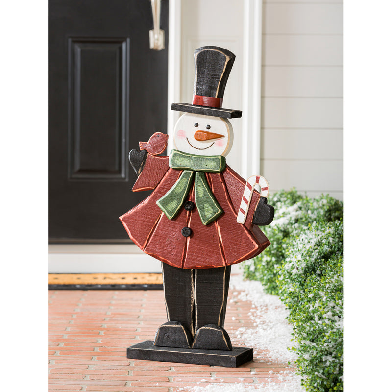 Evergreen Garden Accents,31.5"H Wooden Snowman Garden Sign,17x5x31.5 Inches