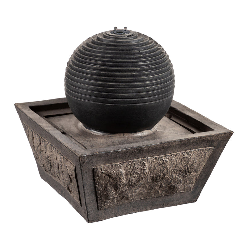 Evergreen Fountains,Ridged Globe Fountain with Planter Shelf,12.8x10.04x35.04 Inches