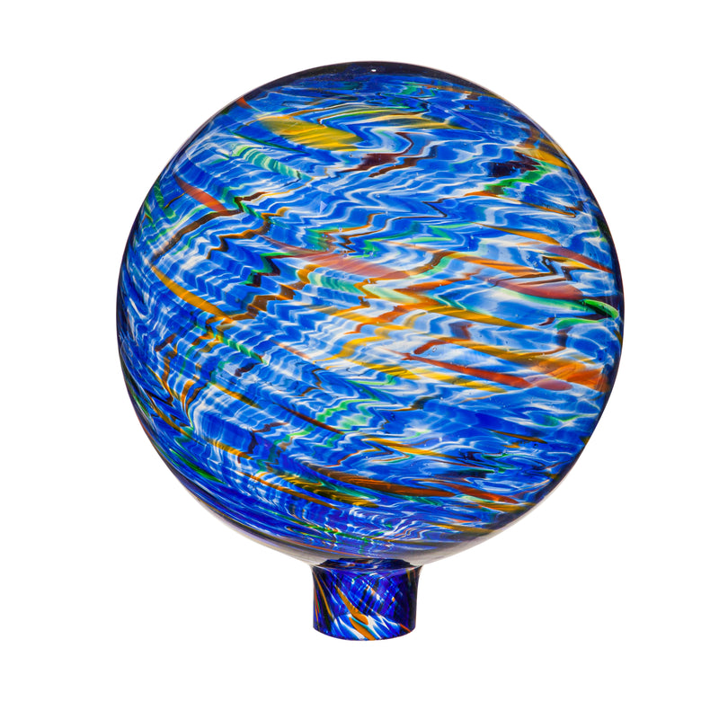 10" Art Glass Royal Swirl Gazing Ball with Stand,84g3913