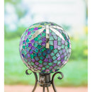 Evergreen Gazing Ball,10" Mosaic Glass Gazing Ball, Dragonfly,9.84x9.84x11.81 Inches