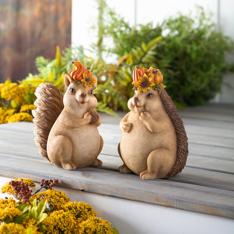 Woodland Creatures with Floral Crown Statuary, Set of 2,84g4257