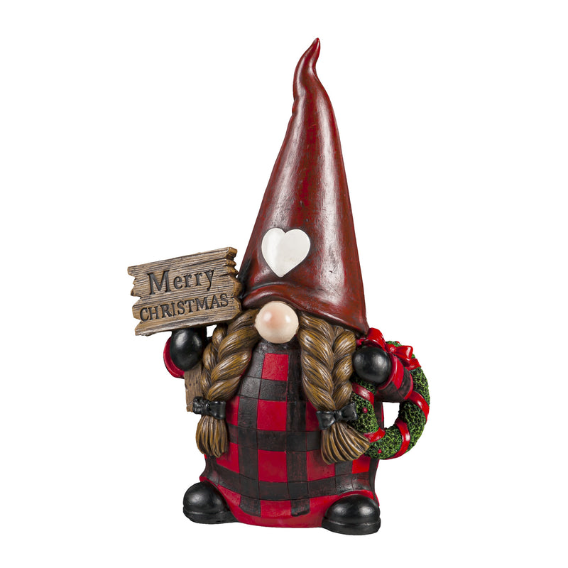 12"H Male and Female Winter Gnome Garden Statuary, Set of 2,84g4313