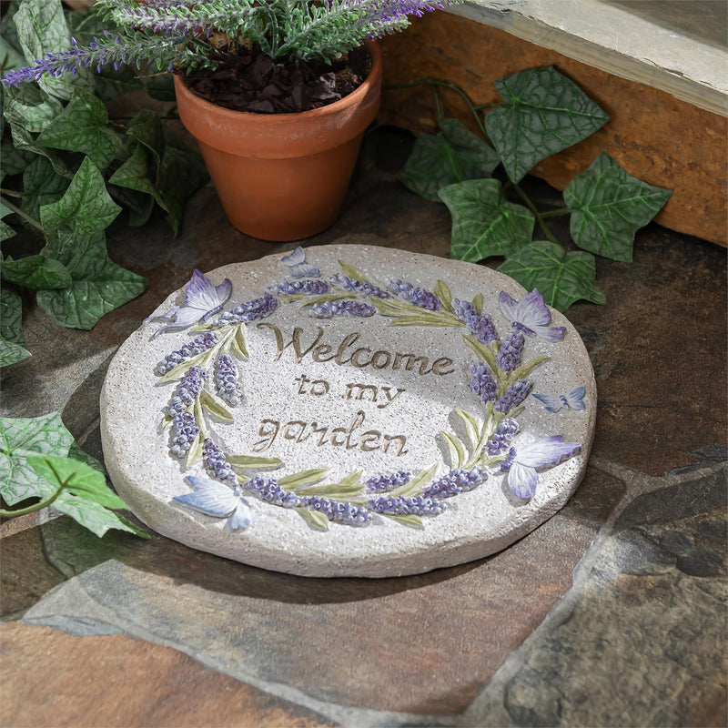 Lavendar Wreath Garden Stone, Welcome to my Garden, 2 Asst
