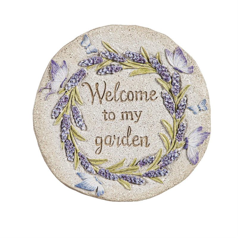 Lavendar Wreath Garden Stone, Welcome to my Garden, 2 Asst