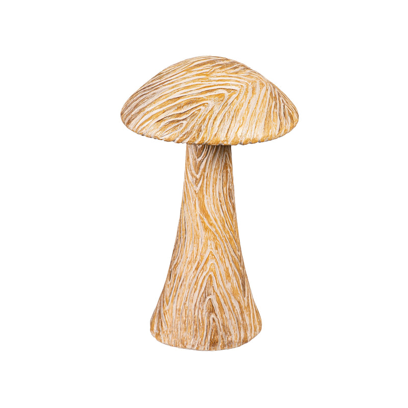 15" Wood Look Mushroom Statuary