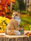 Evergreen Statuary,Forest Finds Fox With Mushroom Statue,9.25x6.89x11.81 Inches