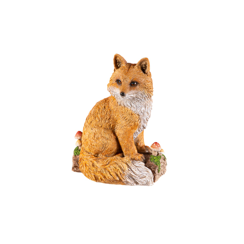 Evergreen Statuary,Forest Finds Fox With Mushroom Statue,9.25x6.89x11.81 Inches